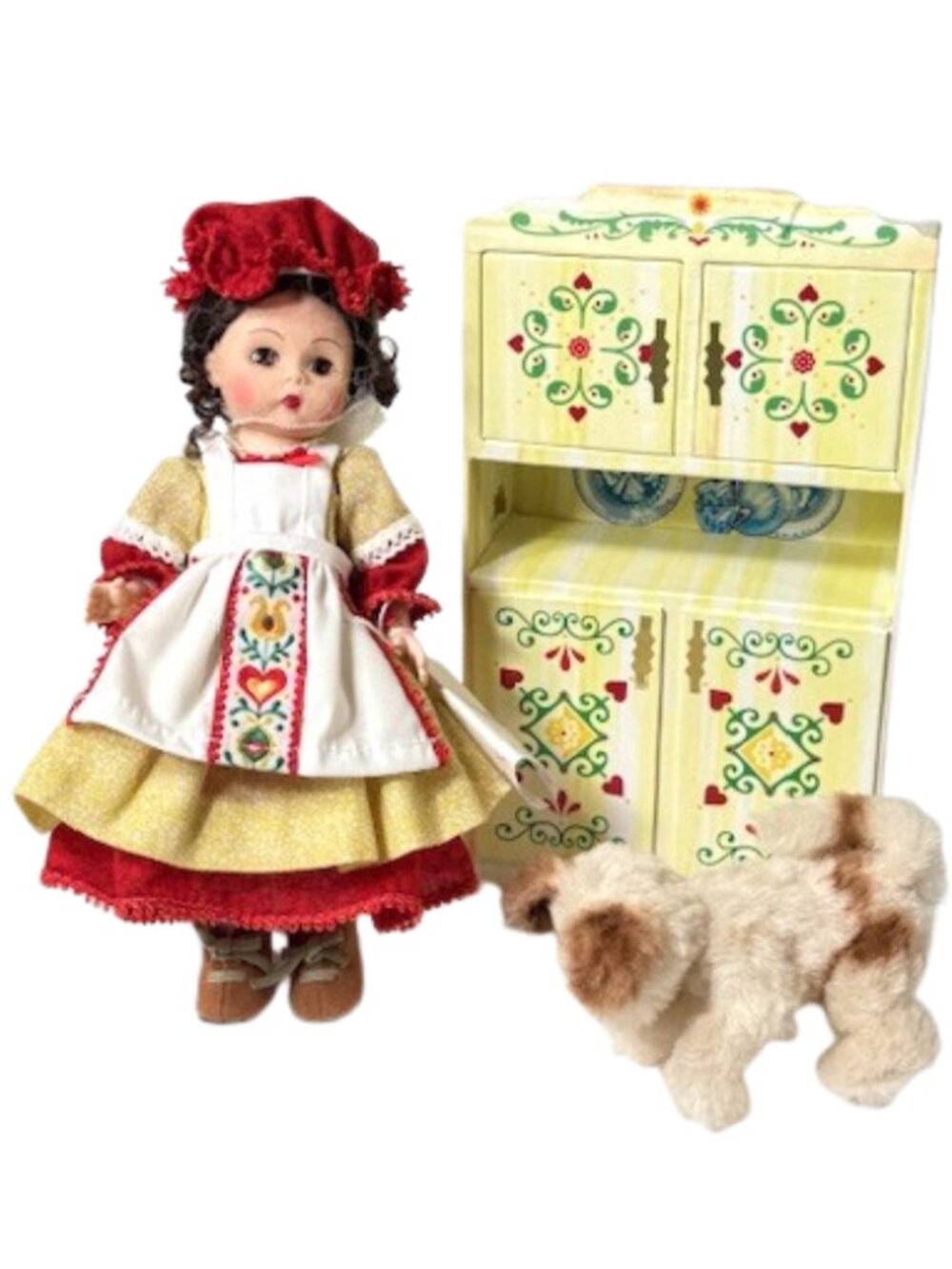 Rare Madame Alexander restrung 8" Old Mother Hubbard doll with stand